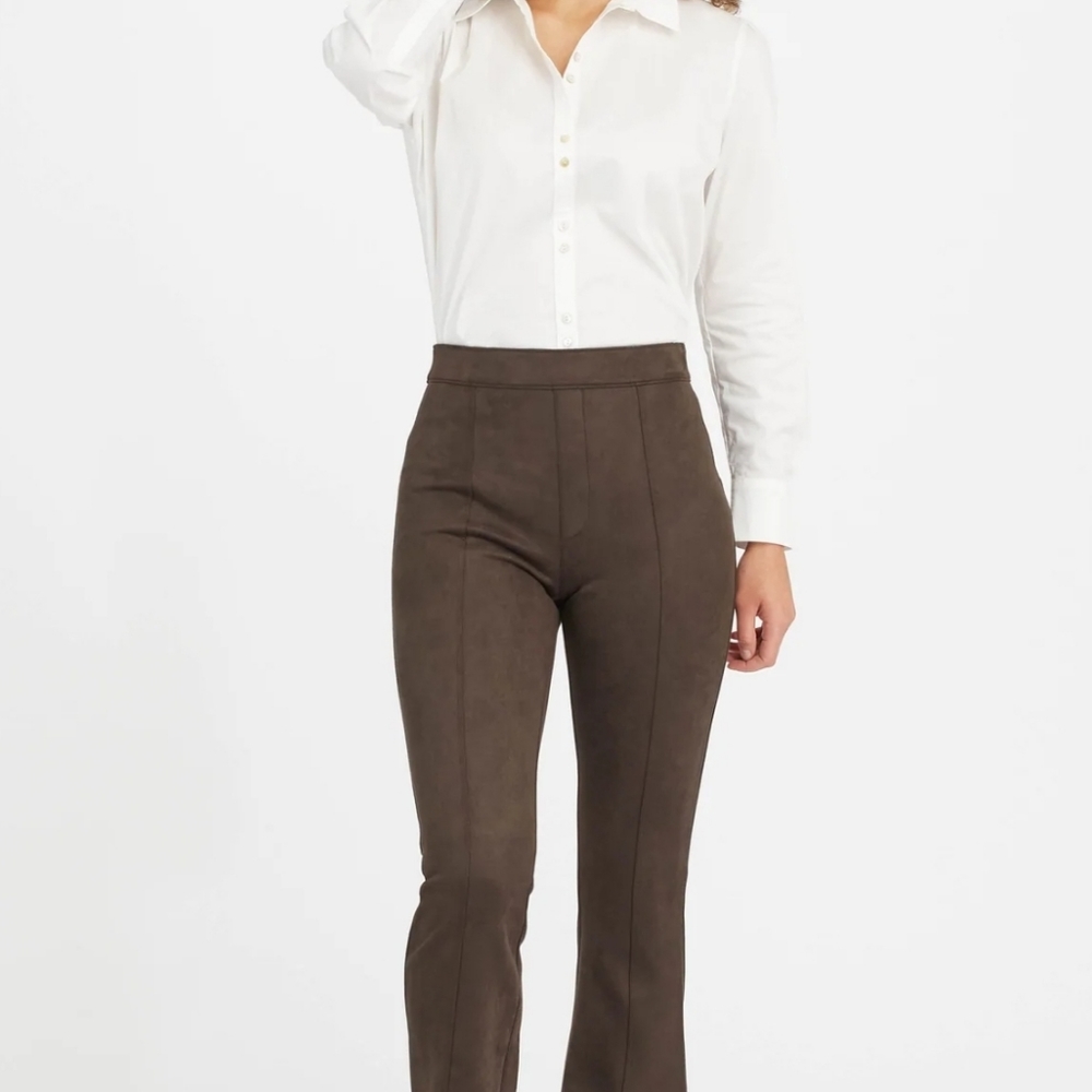 Faux Suede Flare Pants (Chocolate Brown)